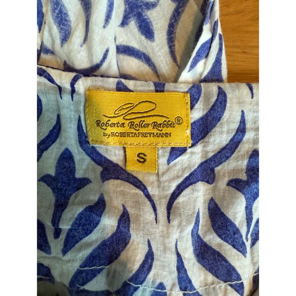 Roller Rabbit Tunic Embroidered Neckline Blue Top Size Smal - Picture 4 of 6